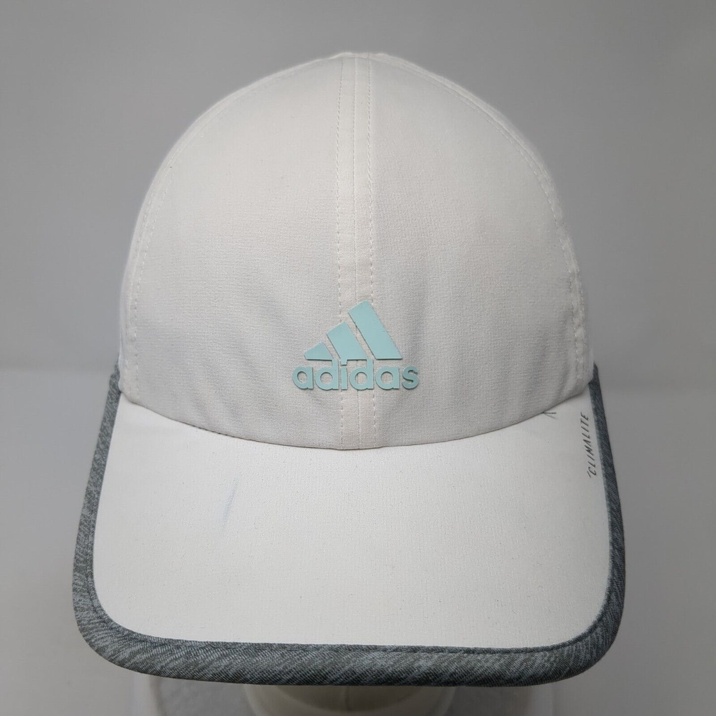 Adidas 3 Stripes Climalite Strapback Hat White One Size Gray Trim