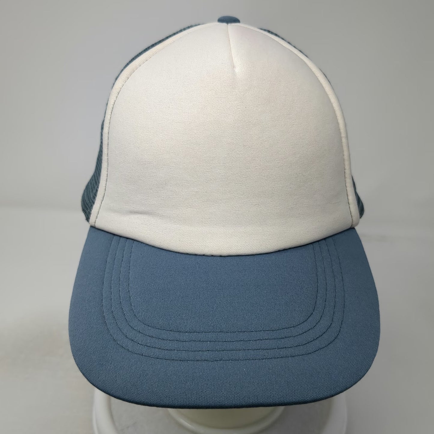 Trucker Hat Blue White One Size Blank Foam Front Mesh Back Snapback Adjustable