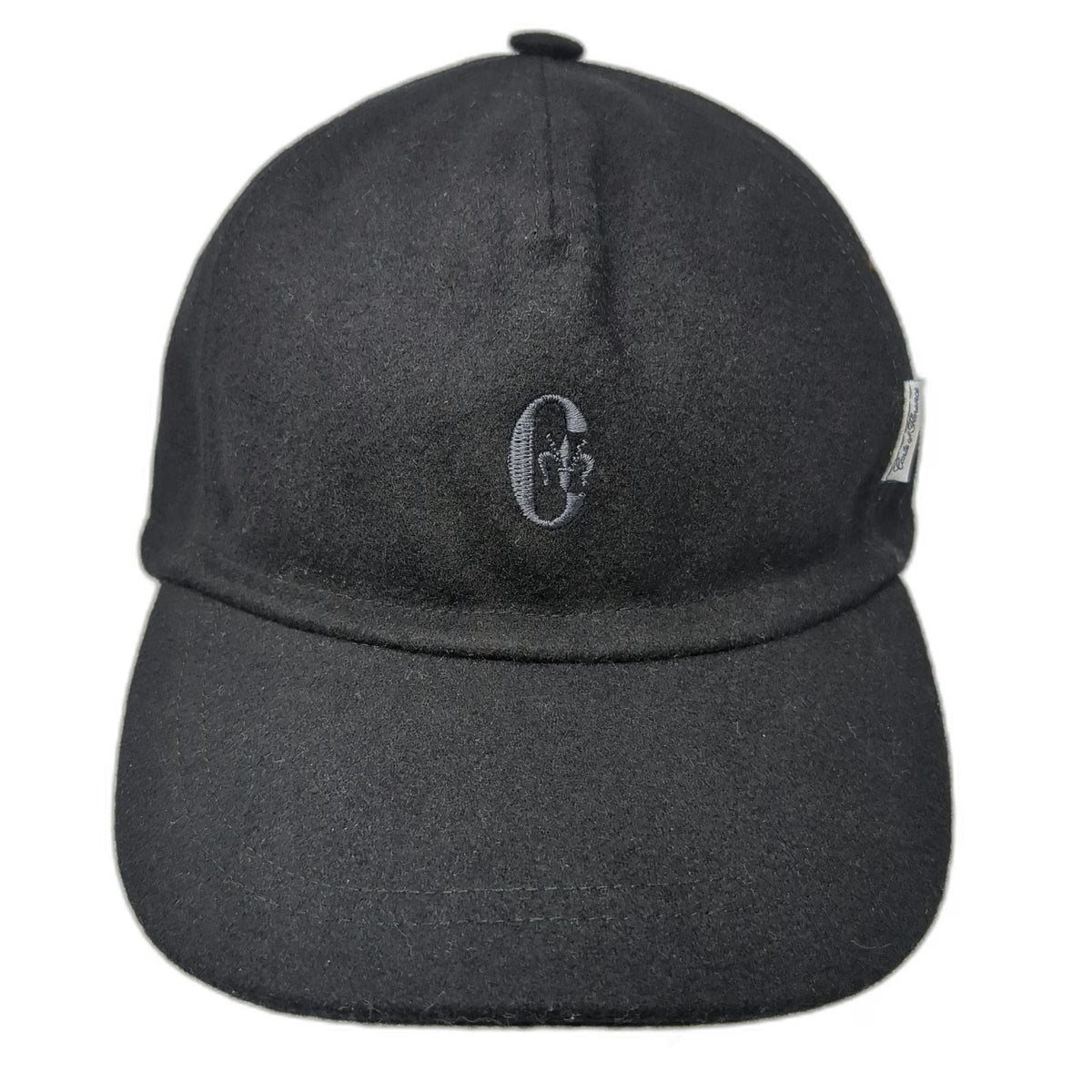 Conte of Florence 5 Panel Black OS Italy Cotton Fleur De Lis Logo Hat Slide