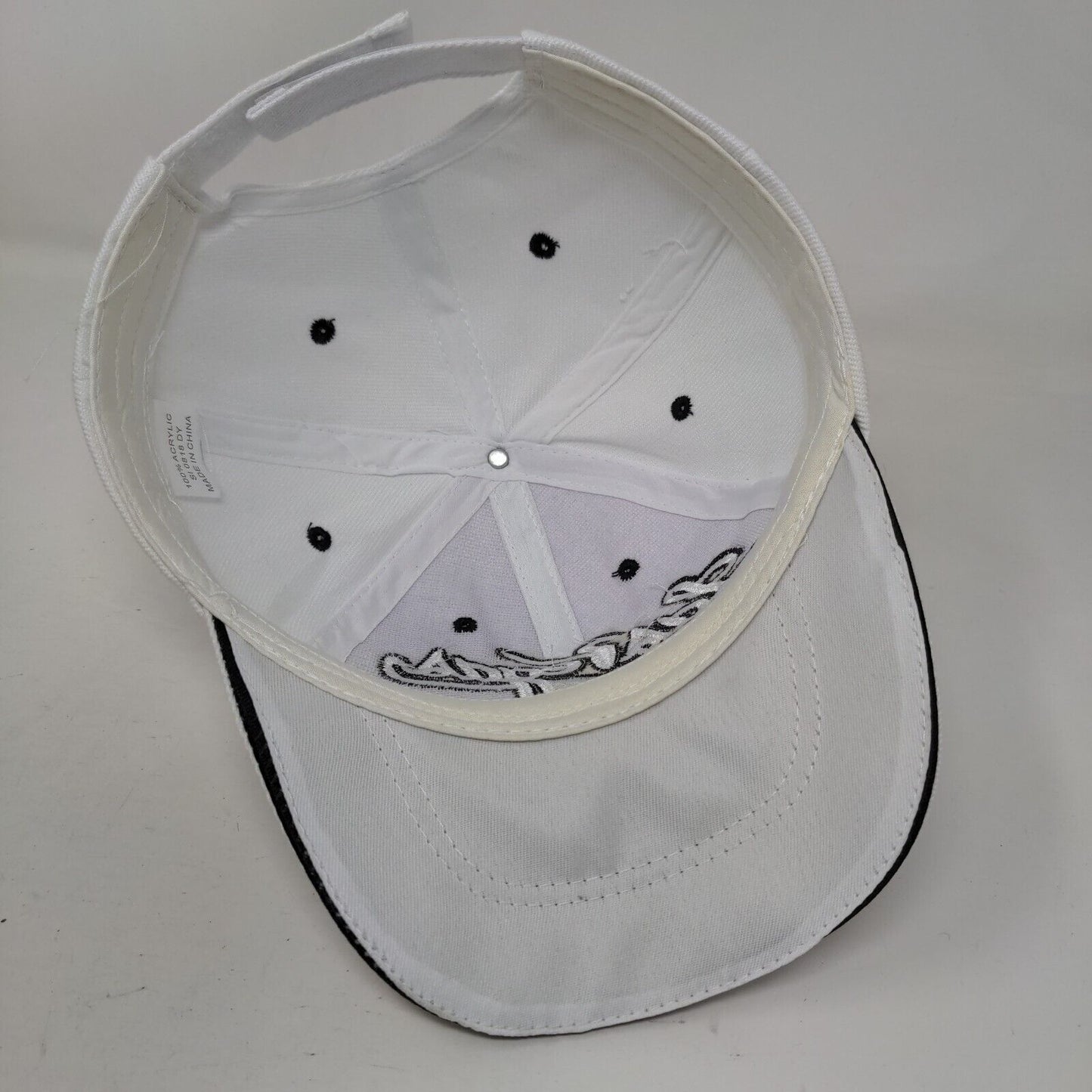 Las Vegas Strapback Hat White One Size Embroidered Vent Holes 6 Panel