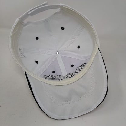 Las Vegas Strapback Hat White One Size Embroidered Vent Holes 6 Panel