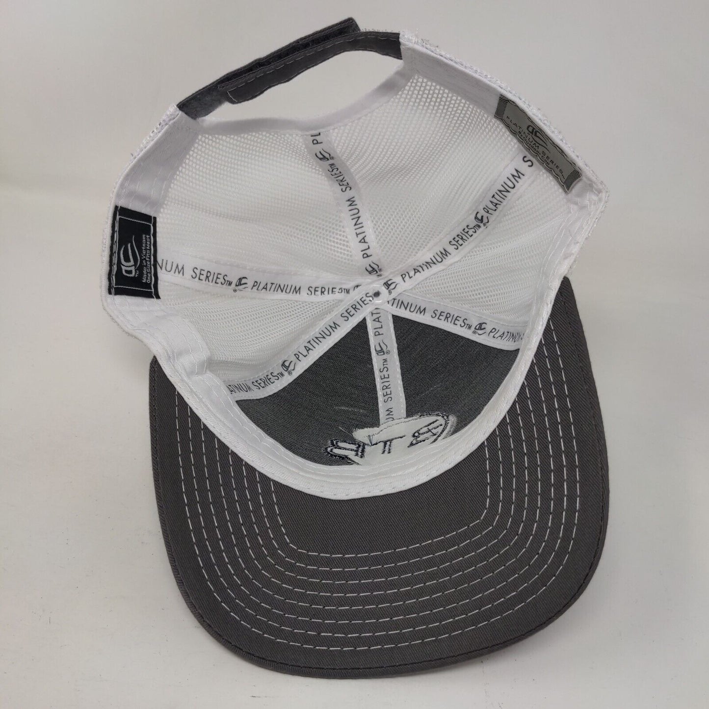 BTB Strapback Mesh Back Trucker Hat Gray OSFM Embroidered Colorblock