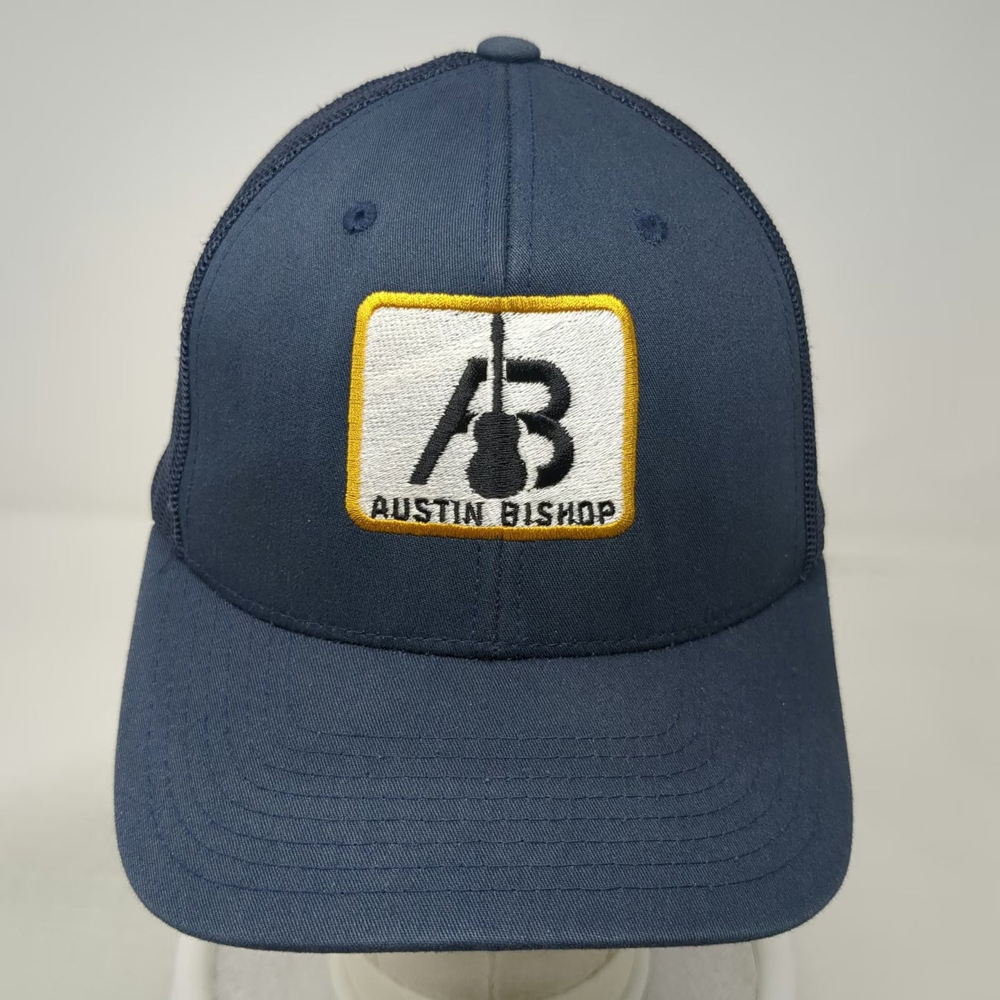 Yupoong Blue Trucker Hat One Size Austin Bishop Guitar Patch Snapback Mesh