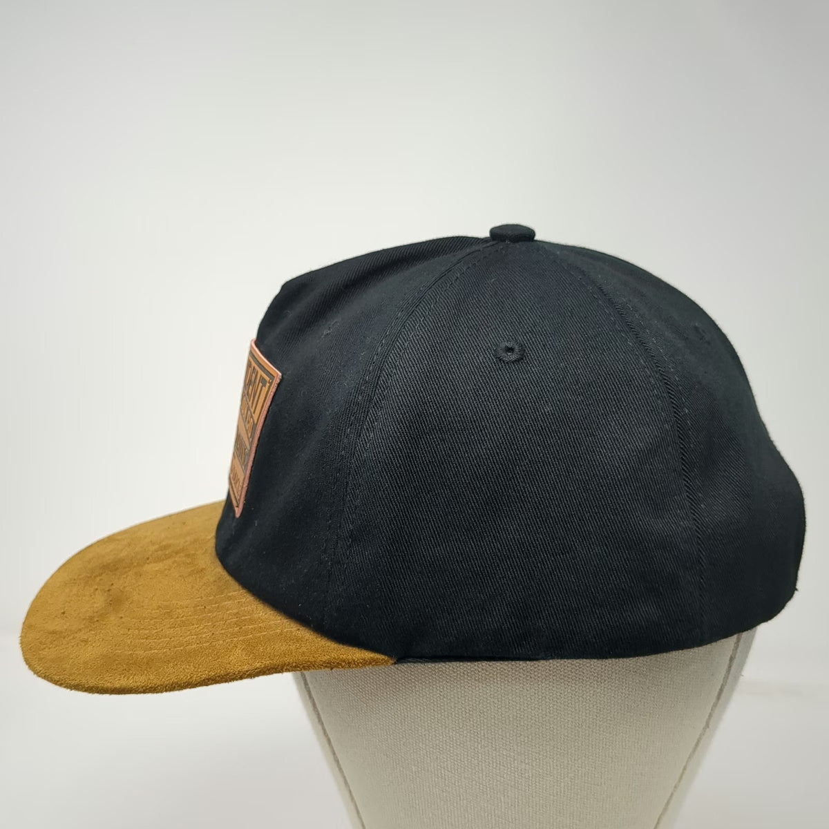 5 Panel Black Brown One Size Snapback Independent Construction Co Suede Brim Hat