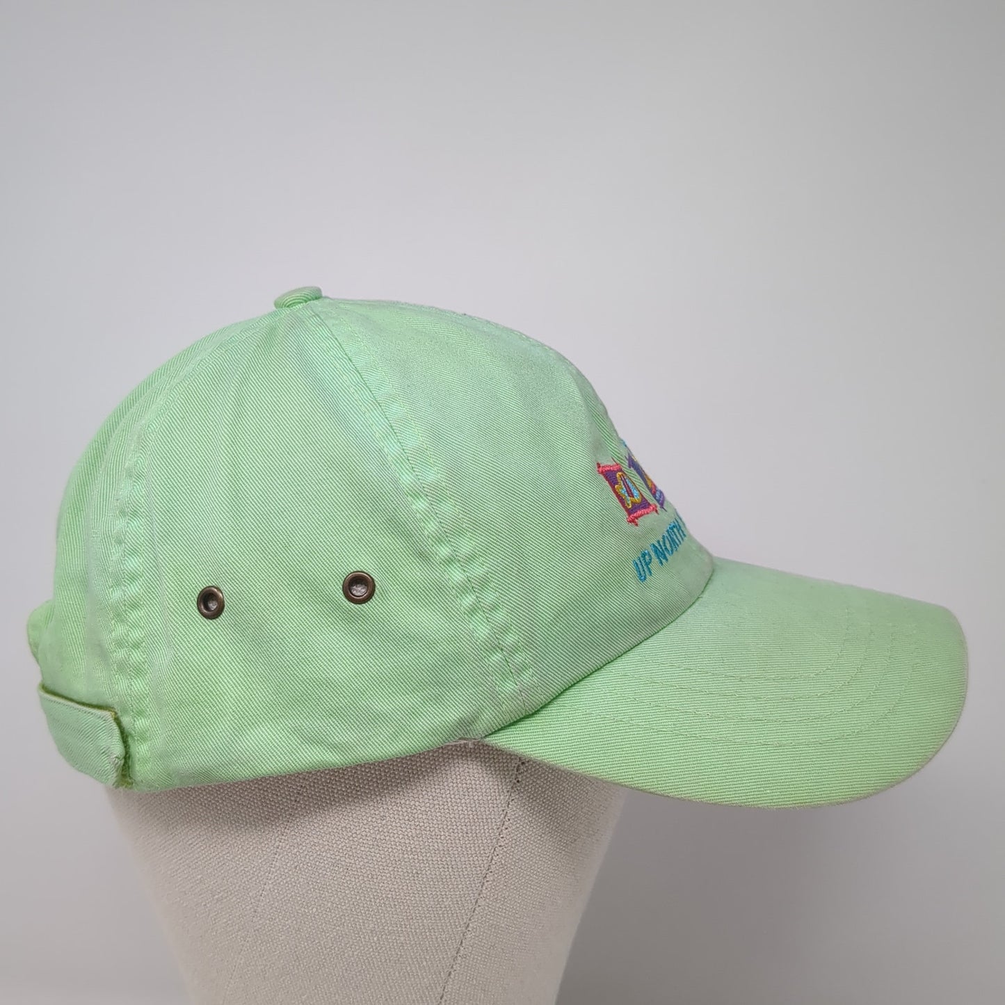 Up North Wisconsin Strapback Baseball Cap Green One Size Adjustable Embroidered
