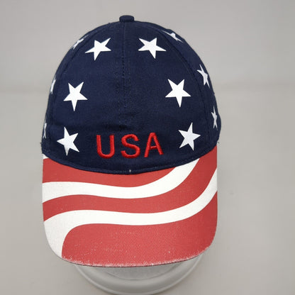 USA Flag Strapback Hat Multicolor One Size Adjustable Embroidered