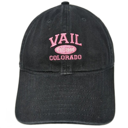 Legacy Baseball Cap Black One Size Vail Colorado Pink Embroidered Travel Hat