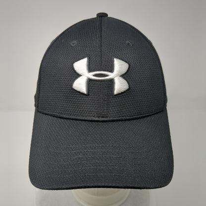 Under Armour Fitted Hat Black M/L Embroidered Vented Holes 6 Panel Polyester