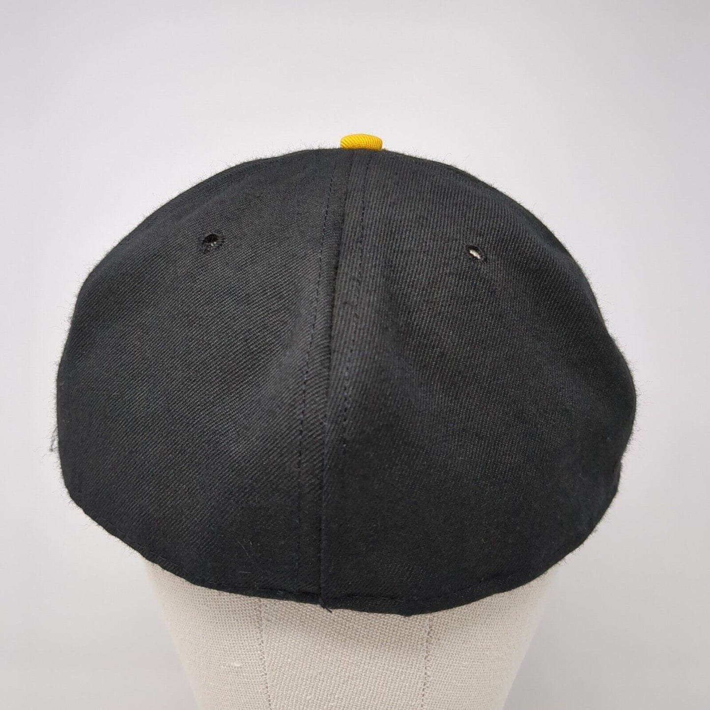 Letter I Fitted Hat Black 7 5/8 Embroidered Solid 6 Panel Vent Holes