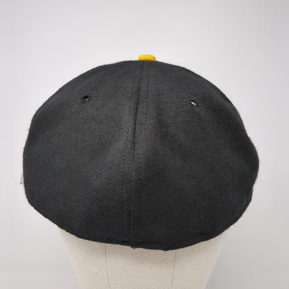Letter I Fitted Hat Black 7 5/8 Embroidered Solid 6 Panel Vent Holes