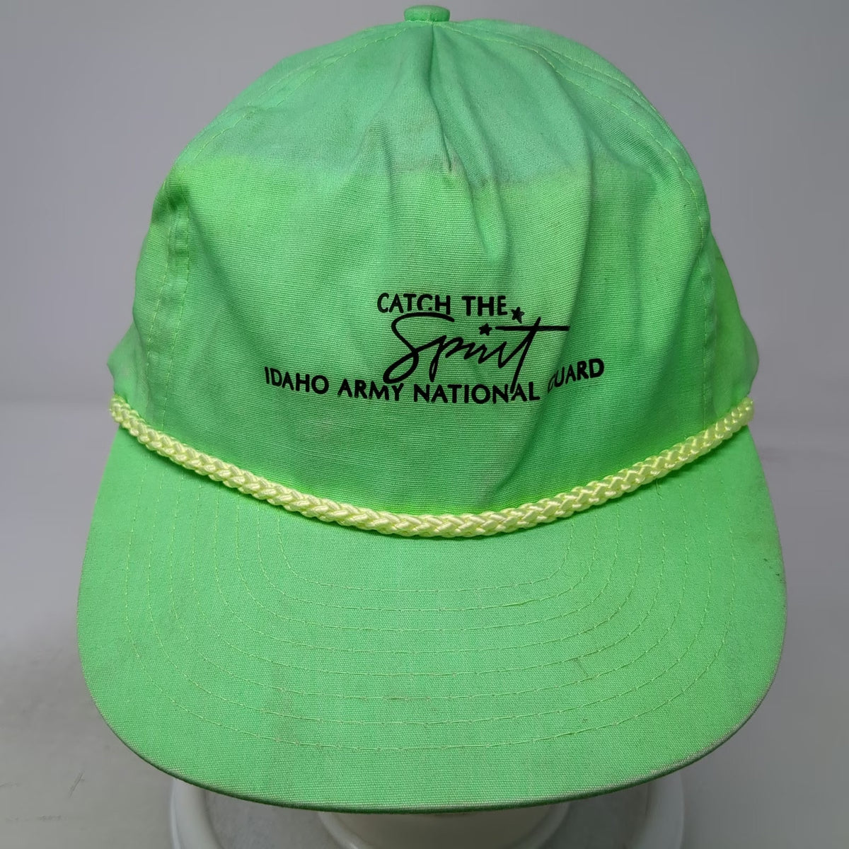Nissin Cap 5 Panel Green One Size Idaho Army National Guard Hat Rope Snapback