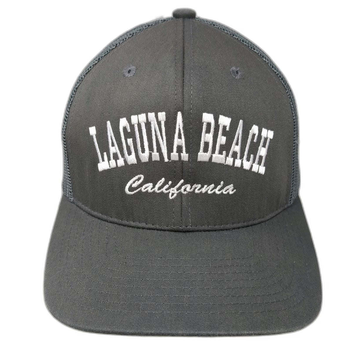 Gray Trucker Hat One Size Laguna Beach California Mesh Back Snapback Embroidery