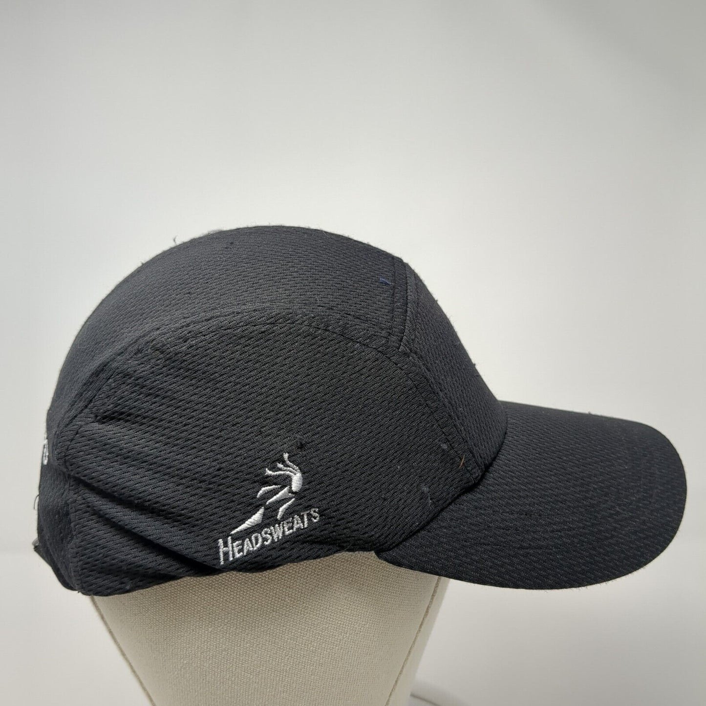 Headsweats Strapback 5 Panel Cap Black One Size Adjustable Embroidered Blank