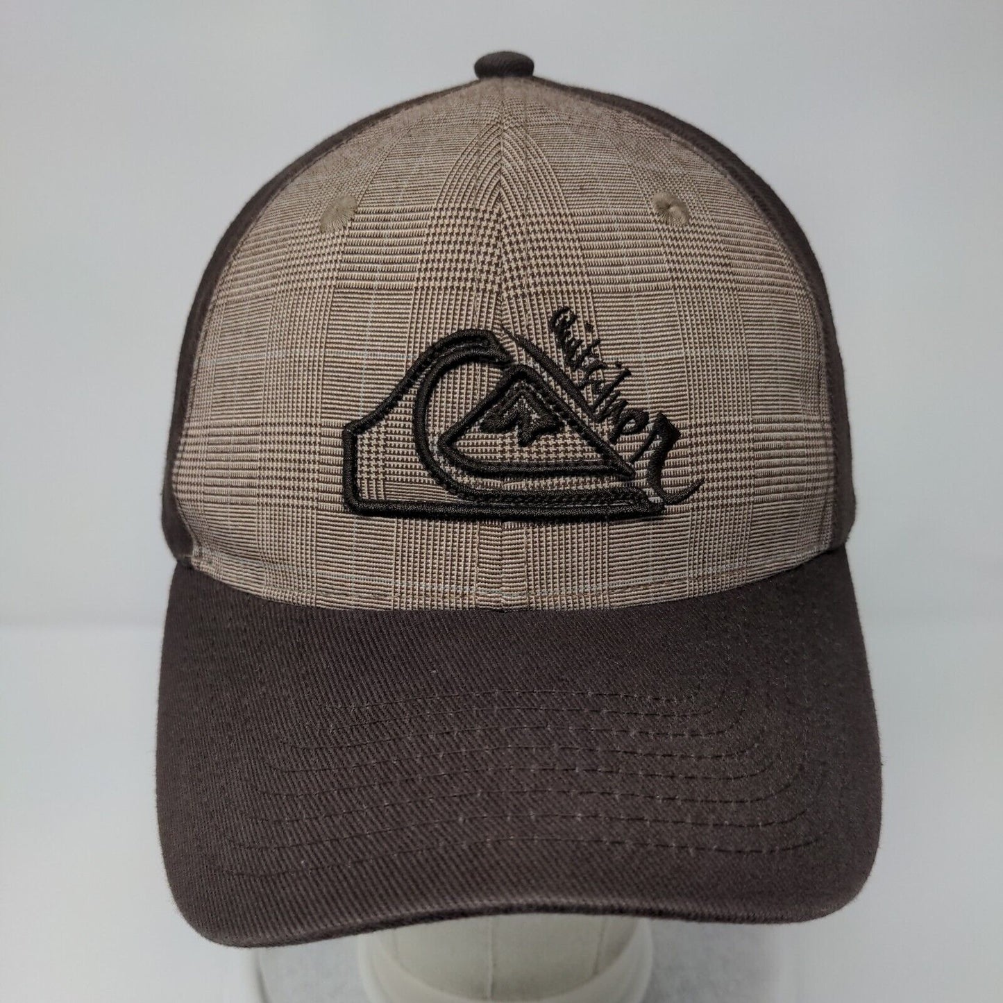 Quiksilver Fitted Hat Brown One Size Embroidered Plaid Vent Holes