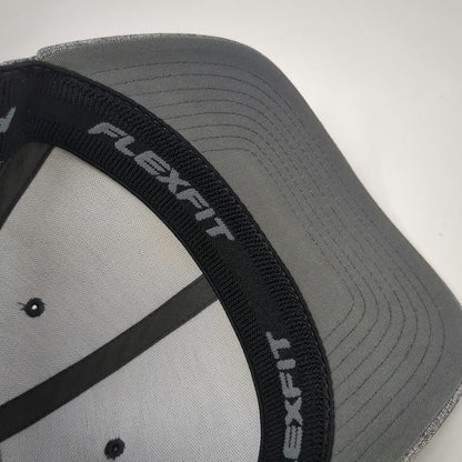 Hurley Baseball Cap Gray M Flexfit Logo Curved Brim Fitted Hat Stretch Sporty