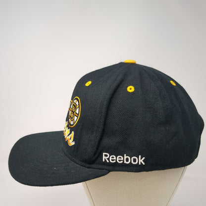 Reebok Boston Bruins NHL Snapback Hat Black Yellow White One Size Flat Brim Logo