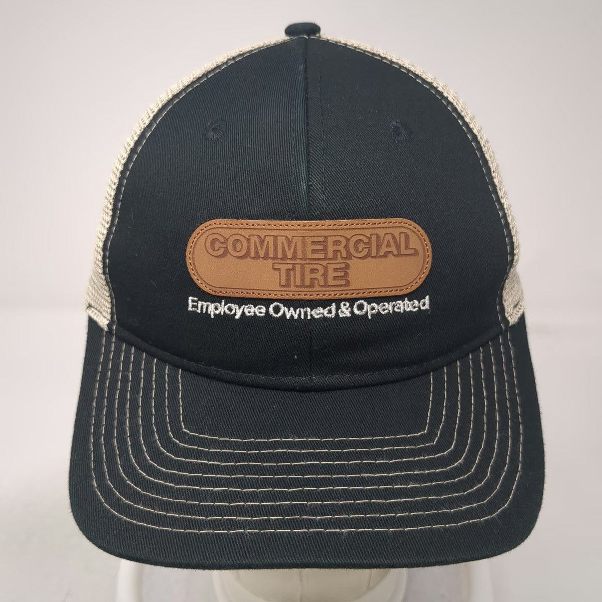 Commercial Tire Cooper Black One Size Trucker Hat Mesh Snapback Leather Patch
