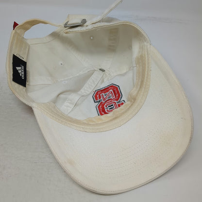 Adidas NC State Wolfpack NCAA White Red One Size Embroidered Logo Slideback Hat