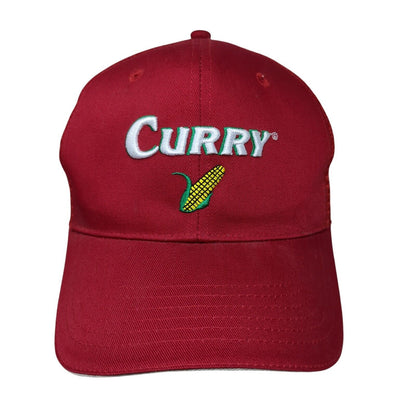 Curry Strapback Trucker Hat Red OSFA Adjustable Embroidered Mesh Back K-Products