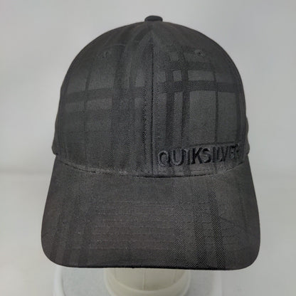 Quiksilver Fitted Hat Black Large-XL Embroidered Plaid 6 Panel Flexfit