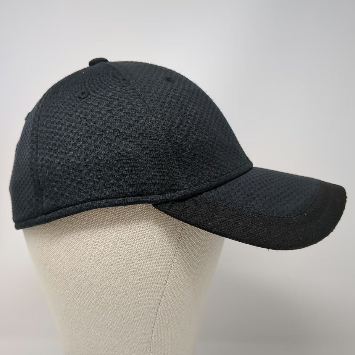 Adidas Baseball Cap Black M Fitted Mesh A-Flex Gray Stretch Fit Logo Hat