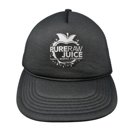 Pure Raw Juice Fueling Healthy Lifestyles Snapback Trucker Hat Black OS Rope