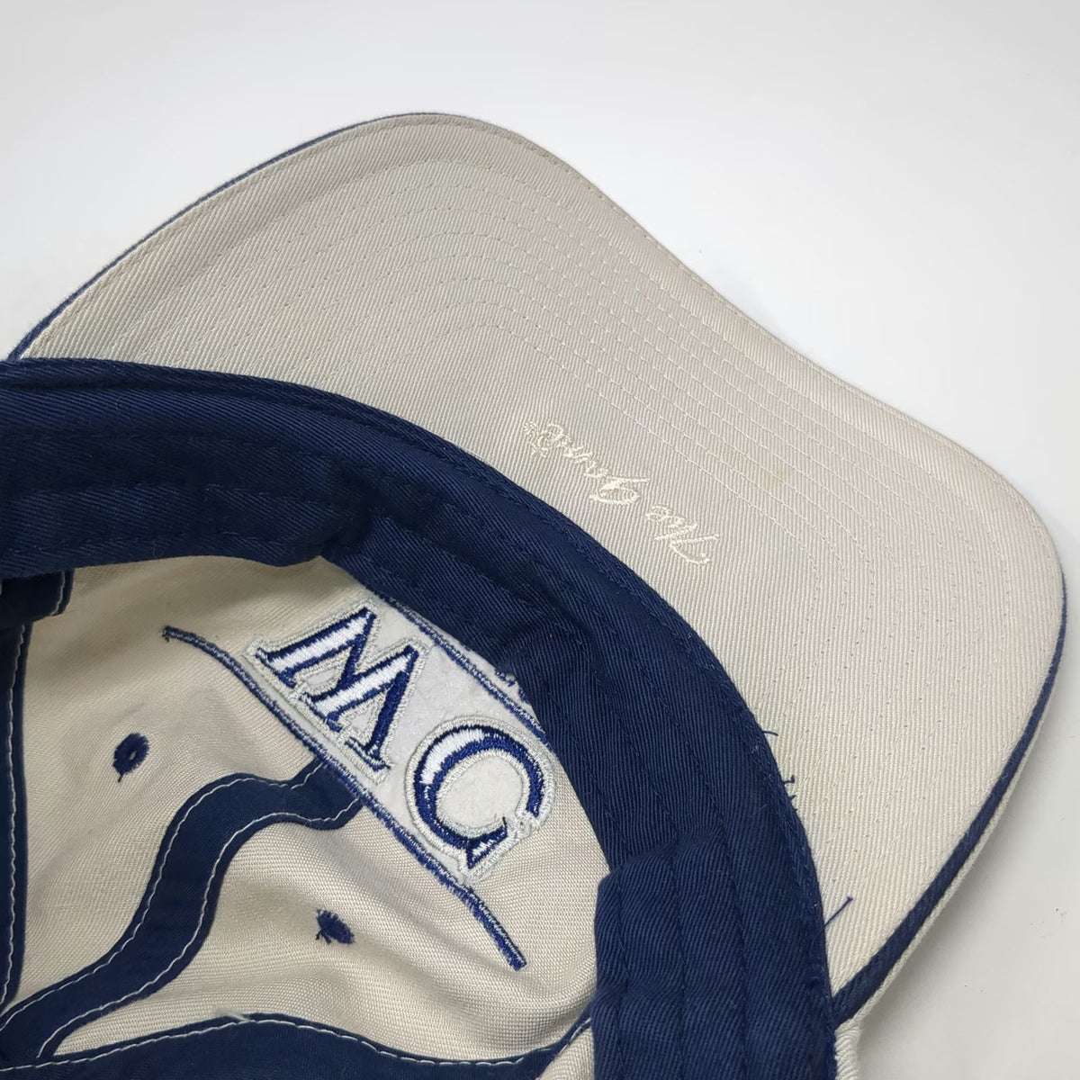 Whitman College NCAA The Game Cap Beige Blue One Size Slideback WC Logo Hat
