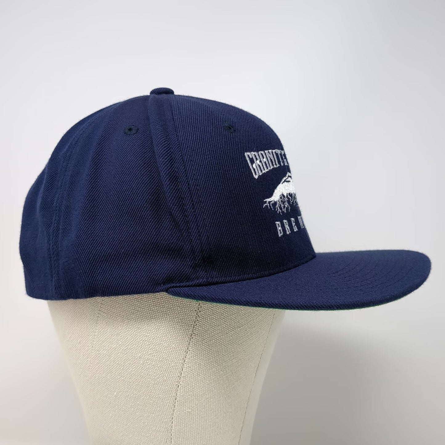 Yupoong Snapback Blue Hat One Size Granite Roots Brewing Flat Brim Green Under