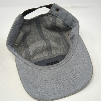 Evo 5 Panel Gray Hat One Size Wool Blend Leather Strapback Logo Patch Flat Brim