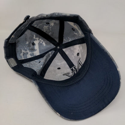 NY New York Strapback Hat Blue Camo One Size Embroidered Vent Holes