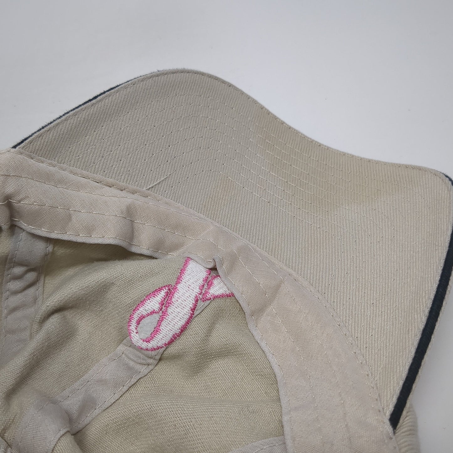 Pink Ribbon Shane Co. Slideback Hat Beige One Size Embroidered Vitronic