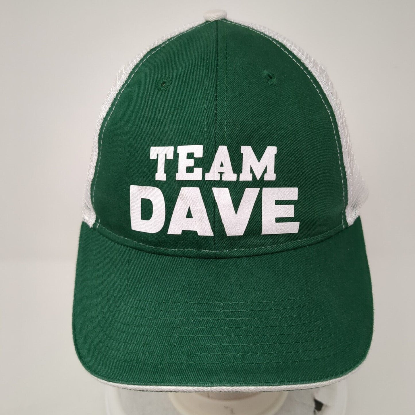 Team Dave Strapback Trucker Hat Green One Size Mesh Back Colorblock