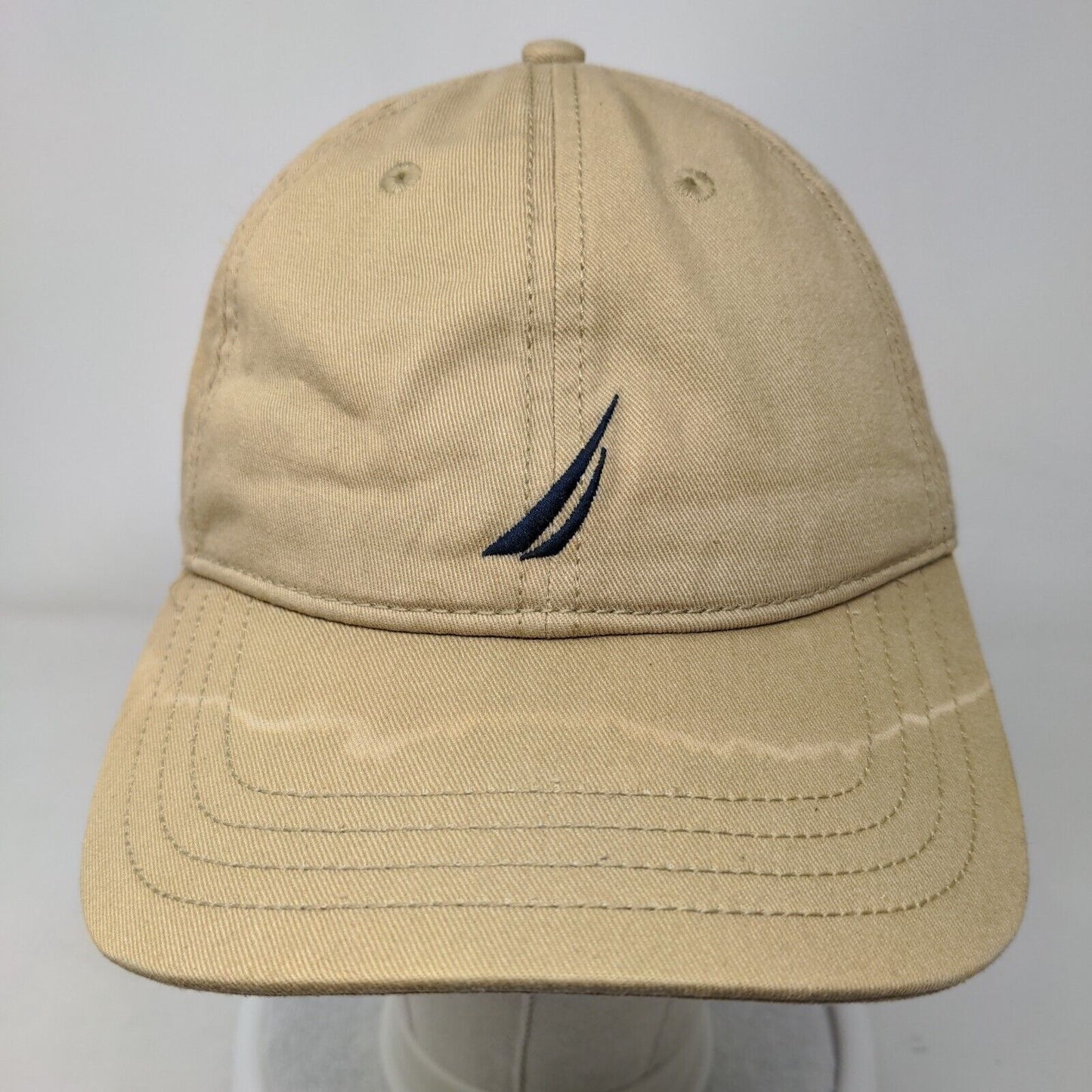 Nautica Slideback Hat Tan One Size Adjustable Embroidered 6 Panel Cotton