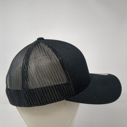 Yupoong Snapback Trucker Hat Black One Size Embroidered Logo Mesh Back