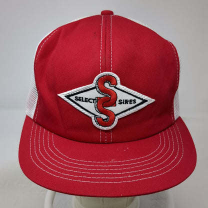 K-Products Select Sires Trucker Hat Red White Mesh Back Snapback Patch Vintage