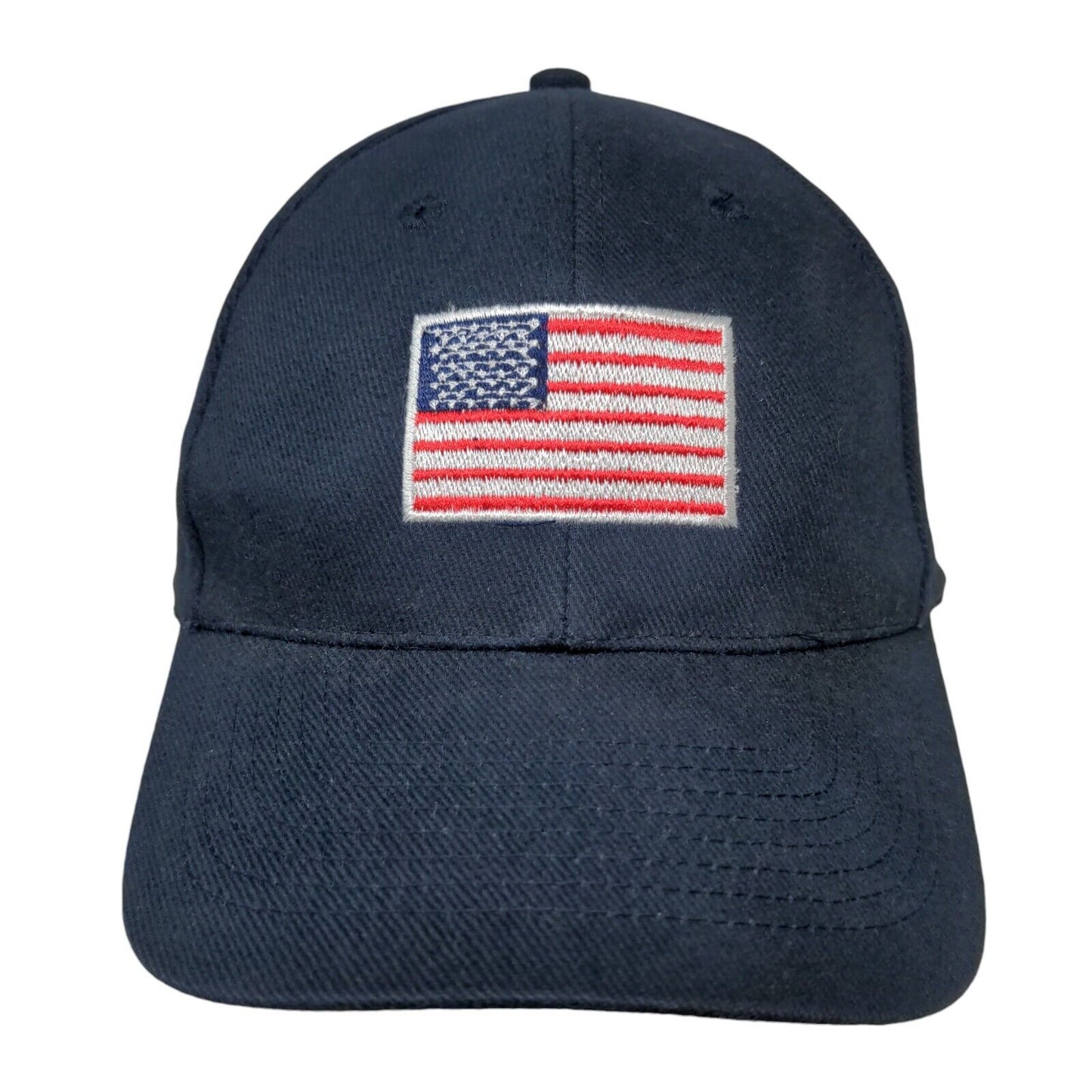 American Flag Slideback Hat Blue One Size Embroidered Patriotic Head Shot KC Cap