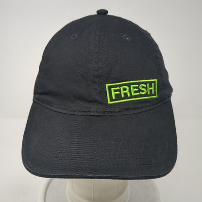 Fresh Strapback Baseball Cap Black One Size Adjustable Embroidered 6 Panel