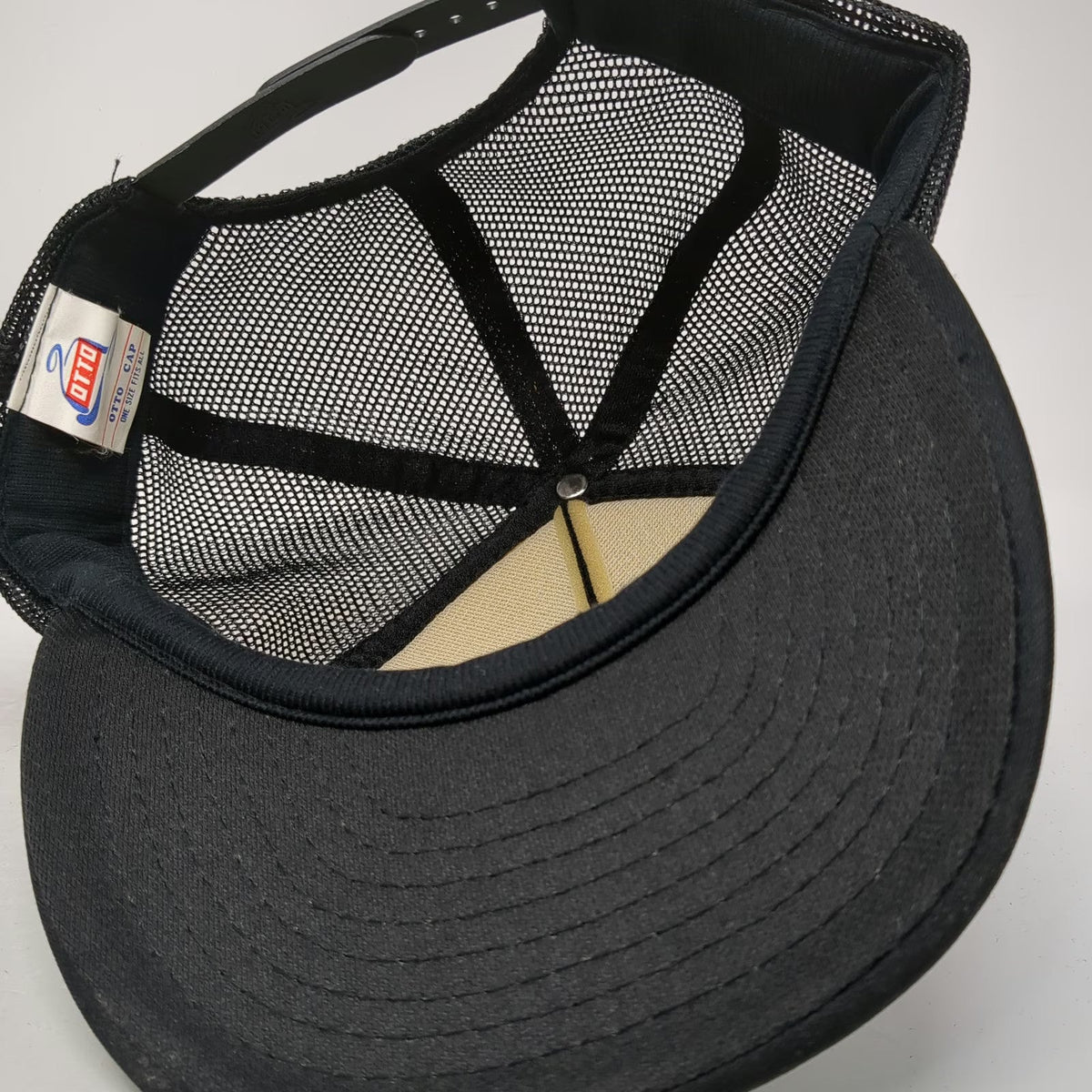 Otto Trucker Hat Black White One Size Old 3 Tavern Ronald WA Scrambled Eggs Brim