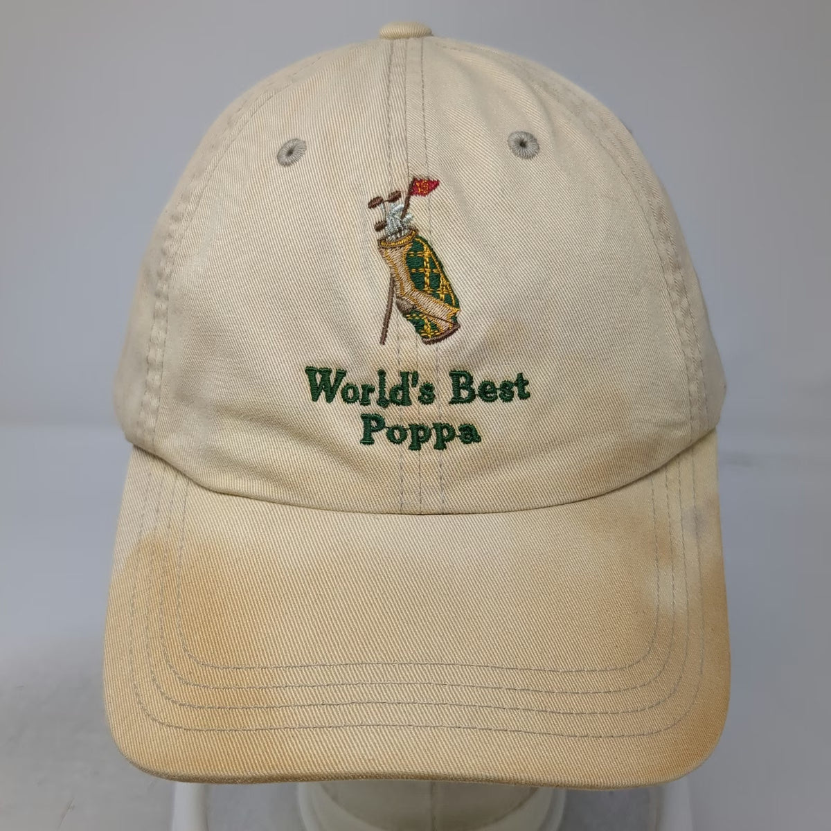 Orvis Baseball Cap Beige One Size World's Best Poppa Golf Bag Adjustable Hat