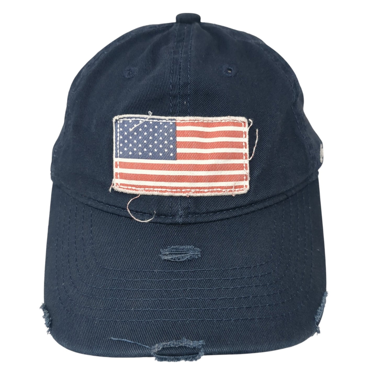 American Flag Patch Slideback Hat Blue One Size Adjustable 6 Panel