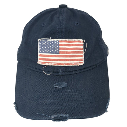 American Flag Patch Slideback Hat Blue One Size Adjustable 6 Panel