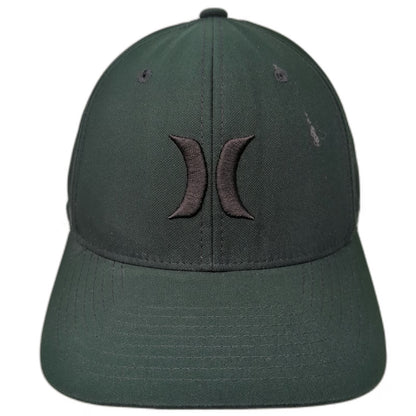 Hurley Baseball Cap Green XL Flexfit Embroidered Logo Polyester Stretch Fit Hat
