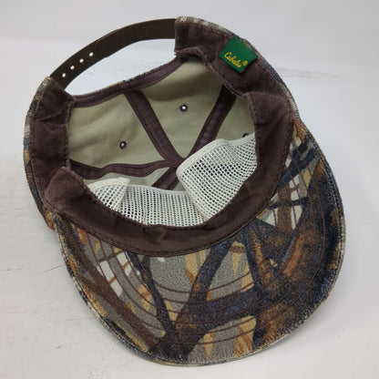 Cabelas Boys 5 Panel Brown Camo Snapback Hat Hunting Fishing Outdoor Gear