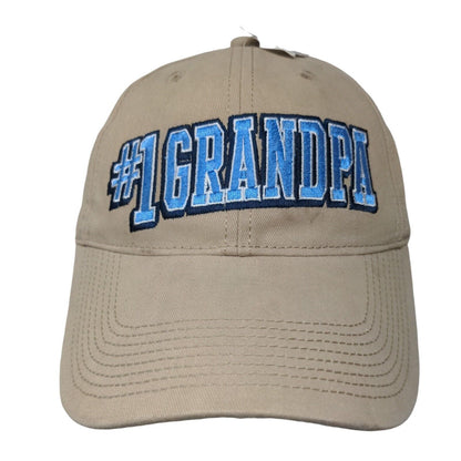 #1 Grandpa Strapback Hat Tan XXL Embroidered Adjustable 6 Panel W/Tags