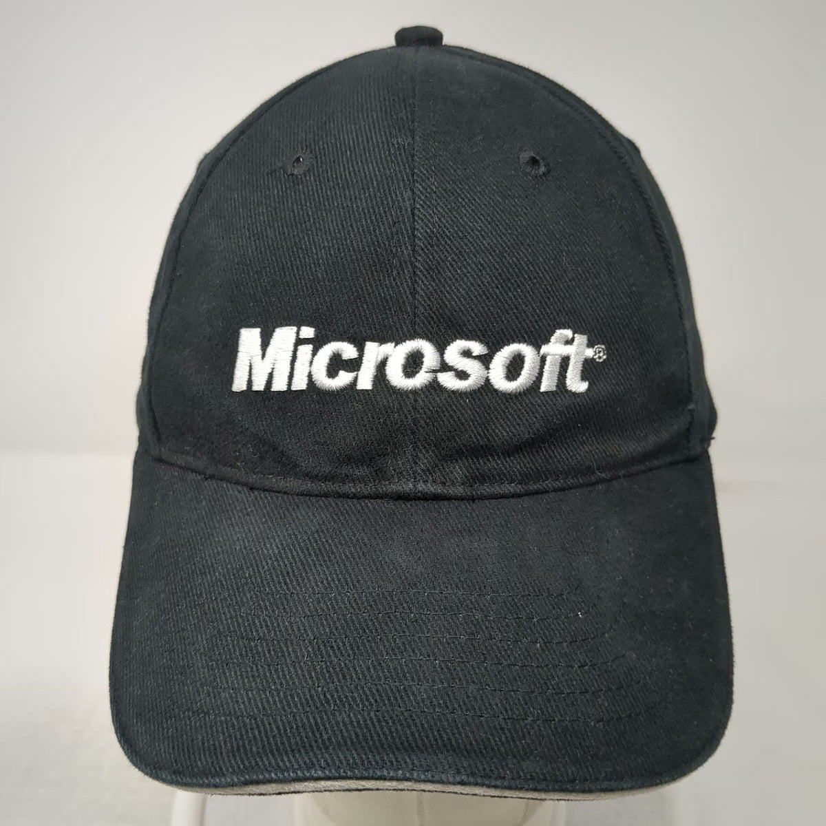 Sweda Microsoft Baseball Cap Black Hat Embroidered Adjustable Strapback Vintage