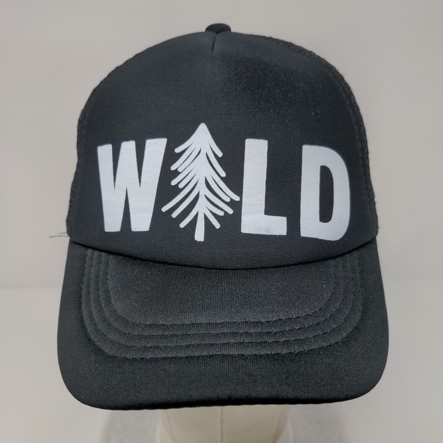 Wild Snapback Mesh Back Trucker Hat Black OSFA Tree Adjustable Solid