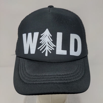 Wild Snapback Mesh Back Trucker Hat Black OSFA Tree Adjustable Solid
