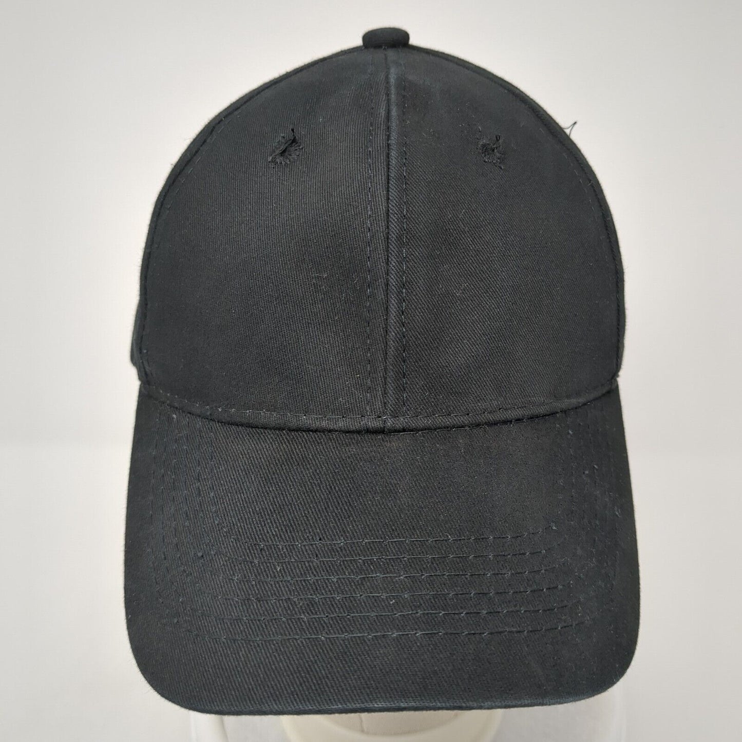 George Strapback Hat Black One Size Adjustable Blank Solid Vent Holes