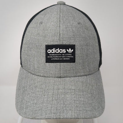 Adidas Gray Trucker Hat One Size Trefoil Logo Snapback Mesh Back 3 Stripes
