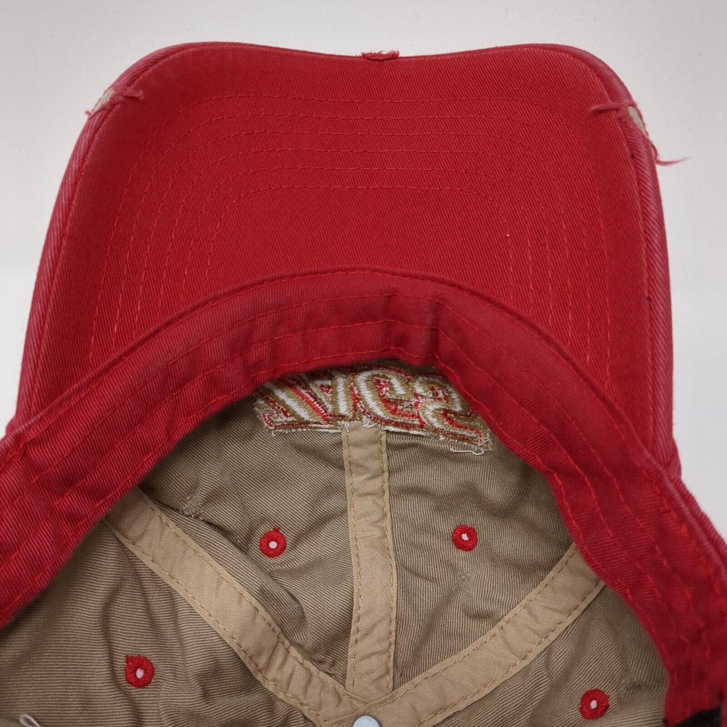 ZAGS Slideback Hat Red OS Adjustable Embroidered Distressed Top of The World